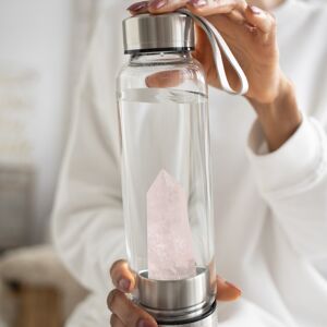 Rose Quartz Purifying Glass Water Bottle Pink Healing Crystal Spiritual Gift Rose Quartz Purifying Glass Water Bottle Pink Healing Crystal Spiritual Gift
