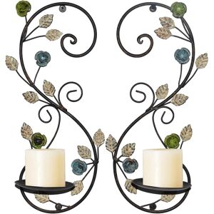 Juconsin Wall Sconces Candle Holder Set Of 2, Antique Black Leaf Branch Wall Mount Hangin Juconsin Wall Sconces Candle Holder Set Of 2, Antique Black Leaf Branch Wall Mount Hangin