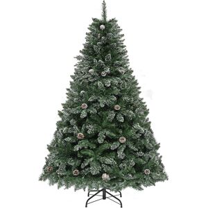 Yitahome 6ft Artificial Christmas Tree With Pine Cones, Snow Flocked Christmas Yitahome 6ft Artificial Christmas Tree With Pine Cones, Snow Flocked Christmas