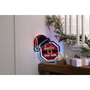 Festive Infinity Led Mirror Santa Stop Here! Sign With Hat 40cm Festive Infinity Led Mirror Santa Stop Here! Sign With Hat 40cm