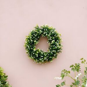 Primrose Baby'S Breath Artificial Flower Wreath With Hanging Loop 45cm Primrose Baby'S Breath Artificial Flower Wreath With Hanging Loop 45cm