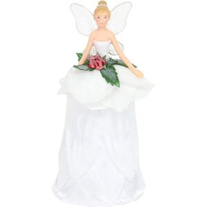 Gisela Graham Resin And Fabric Tree Top Fairy In And Sizes (Frosted White Rose, Gisela Graham Resin And Fabric Tree Top Fairy In And Sizes (Frosted White Rose,