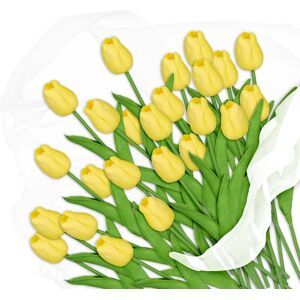 Relaxdays 48x Tulip Set, Artificial Decor Flowers, Plastic Flowers, Yellow, 48 Pieces Relaxdays 48x Tulip Set, Artificial Decor Flowers, Plastic Flowers, Yellow, 48 Pieces