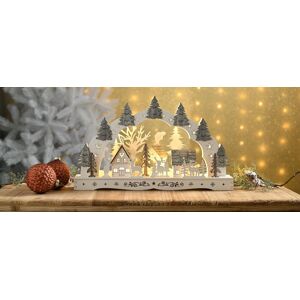 Christmas Festive Led Candle Bridge 43cm Long Reindeer Winter Snow Cottage Scene Christmas Festive Led Candle Bridge 43cm Long Reindeer Winter Snow Cottage Scene