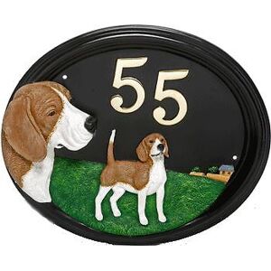 Black Country Metal Works Beagle - Hand Painted House Sign / Plaque With Number Black Country Metal Works Beagle - Hand Painted House Sign / Plaque With Number
