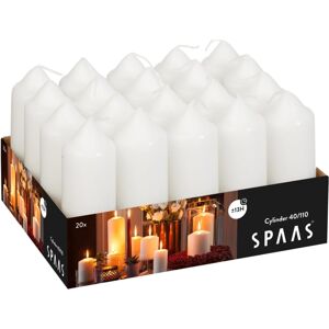 Spaas Kaarsen Spaas Tray Of 20 Unscented Pillar Candles 40/110 Mm, 13 Hours, White Spaas Kaarsen Spaas Tray Of 20 Unscented Pillar Candles 40/110 Mm, 13 Hours, White