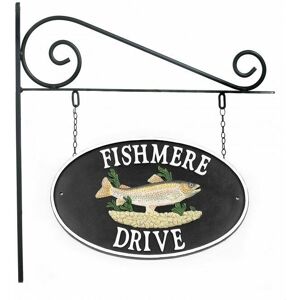 Black Country Metal Works "Fishing Pools" Double Sided Cast Iron Effect House Name Sign Black Country Metal Works "Fishing Pools" Double Sided Cast Iron Effect House Name Sign