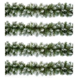 4 Artificial Christmas Garlands Snow Tipped Green Premier Fireplace Decor 2.7m 4 Artificial Christmas Garlands Snow Tipped Green Premier Fireplace Decor 2.7m