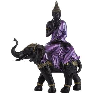 Resin Buddha Ornament Figurine Purple, Gold & Black Large Thai Riding Elephant Resin Buddha Ornament Figurine Purple, Gold & Black Large Thai Riding Elephant