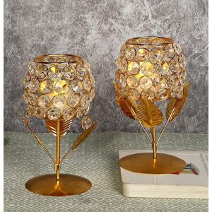 Zig Zag Pack Of 2 Gold Plated Crystal Candle Holders - Brass Tea Light Stands, Elegant Zig Zag Pack Of 2 Gold Plated Crystal Candle Holders - Brass Tea Light Stands, Elegant