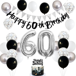 Does Not Apply 60th Birthday Decorations For Men Women, Black Silver White Balloons, Black 60th Does Not Apply 60th Birthday Decorations For Men Women, Black Silver White Balloons, Black 60th