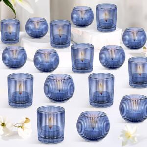 Ojmhd 30 Set Blue Votive Candle Holders For Wedding, Glass Tea Light Holders Bulk, St Ojmhd 30 Set Blue Votive Candle Holders For Wedding, Glass Tea Light Holders Bulk, St
