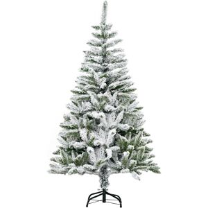Homcom 5 Ft Snow Flocked Artificial Christmas Tree Xmas Pine Tree With Realistic Homcom 5 Ft Snow Flocked Artificial Christmas Tree Xmas Pine Tree With Realistic