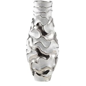 Bps Home Ceramic Vase White & Chrome Textured Ripples Flower Vase Table Shelf Decor 43cm Bps Home Ceramic Vase White & Chrome Textured Ripples Flower Vase Table Shelf Decor 43cm
