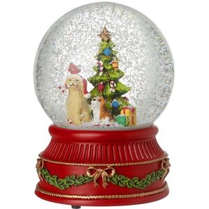 Heaven Sends Dogs Around Christmas Tree Musical Festive Snow Globe Decoration Heaven Sends Dogs Around Christmas Tree Musical Festive Snow Globe Decoration