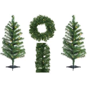 Kaemingk Christmas Pine 4 Piece Pre-Lit Led Door Set 2x Trees, 1x Wreath & 1x Garland Kaemingk Christmas Pine 4 Piece Pre-Lit Led Door Set 2x Trees, 1x Wreath & 1x Garland