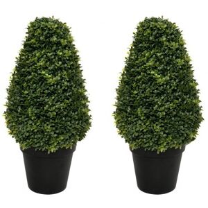 Greenbrokers 2x Artificial Topiary Boxwood Cone Shaped Plants Black Pots (70cm) Greenbrokers 2x Artificial Topiary Boxwood Cone Shaped Plants Black Pots (70cm)