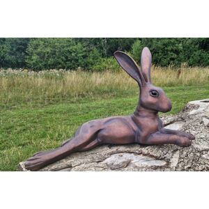 Inspirational Gifting Laying Hare Lying Garden Sculpture Hand Cast In Aluminium Life Size 50cm Long! Inspirational Gifting Laying Hare Lying Garden Sculpture Hand Cast In Aluminium Life Size 50cm Long!