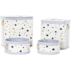 Set Of Baskets Dkd Home Decor White Black Grey Golden Bamboo Stars 41 X 31 X Set Of Baskets Dkd Home Decor White Black Grey Golden Bamboo Stars 41 X 31 X