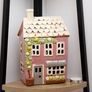 Darthome Flower Shop Tealight Holder Ceramic Pink Floral House Candle Lantern Ornament Darthome Flower Shop Tealight Holder Ceramic Pink Floral House Candle Lantern Ornament