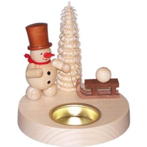 Fa. Volker Zenker Erzgebirgische Volkskunst Table Decoration Candle Holder Snowman With Sled 10x10.5x10cm New Fa. Volker Zenker Erzgebirgische Volkskunst Table Decoration Candle Holder Snowman With Sled 10x10.5x10cm New
