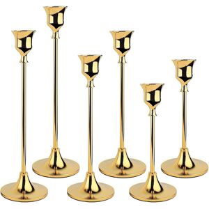 Zeritlolen 6 Pcs Gold Metal Taper Candle Holders Set, Brass Candlestick Holders, Vintage M Zeritlolen 6 Pcs Gold Metal Taper Candle Holders Set, Brass Candlestick Holders, Vintage M