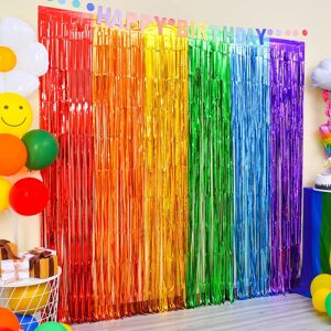 Rainbow Foil Fringe Curtains, 2 Pack Rainbow Party Decorations 1 X 2 M Tinsel Me Rainbow Foil Fringe Curtains, 2 Pack Rainbow Party Decorations 1 X 2 M Tinsel Me