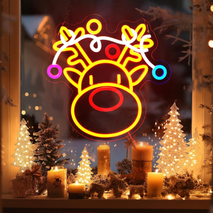 Does Not Apply Christmas Reindeer Neon Sign, Festive Reindeer With Decorative Ornaments 32×32cm Does Not Apply Christmas Reindeer Neon Sign, Festive Reindeer With Decorative Ornaments 32×32cm