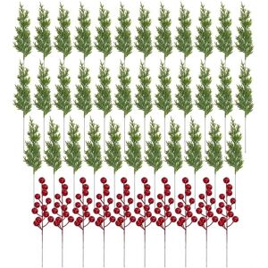 Sodial 3x(45pcs Decorations Artificial Pine Branches Holly Berries Red Berry Stems6768 Sodial 3x(45pcs Decorations Artificial Pine Branches Holly Berries Red Berry Stems6768