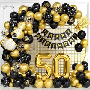 50th Birthday Decorations For Men, Black Gold Arch Kit With Number 50 Foil Ballo 50th Birthday Decorations For Men, Black Gold Arch Kit With Number 50 Foil Ballo