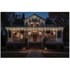 Festive Fun 120 Led Connectable Icicle Lights White Cable, Warm White, 5m Xmas Decorations Festive Fun 120 Led Connectable Icicle Lights White Cable, Warm White, 5m Xmas Decorations