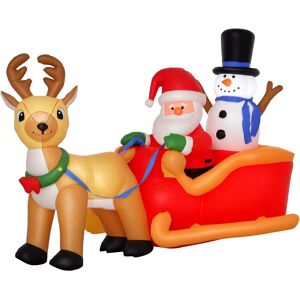 Homcom 6.5ft Christmas Inflatable Santa Claus On Sleigh Deer, Led Lighted For H Homcom 6.5ft Christmas Inflatable Santa Claus On Sleigh Deer, Led Lighted For H