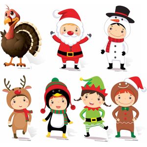 Mini Christmas Cardboard Cutouts Complete Set Of 7 / Standee / Standup Festive Mini Christmas Cardboard Cutouts Complete Set Of 7 / Standee / Standup Festive