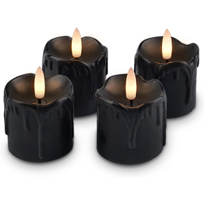 Does Not Apply Set Of 4 Black Flameless Votive Candles Real Wax Dripping Design, Led Faux Batte Does Not Apply Set Of 4 Black Flameless Votive Candles Real Wax Dripping Design, Led Faux Batte