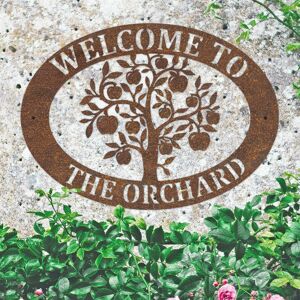 Black Country Metal Works New Rustic Apple Tree Iron Oval House Name Sign Black Country Metal Works New Rustic Apple Tree Iron Oval House Name Sign