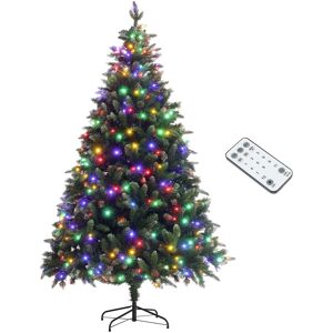 Homcom 7 Ft Artificial Led Christmas Tree With Metal Base, Hinged Branches Homcom 7 Ft Artificial Led Christmas Tree With Metal Base, Hinged Branches