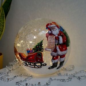 Three Kings Christmas Led Santa Hand-Painted Crackle Glass Firefly Light Effect Globe 20cm Three Kings Christmas Led Santa Hand-Painted Crackle Glass Firefly Light Effect Globe 20cm