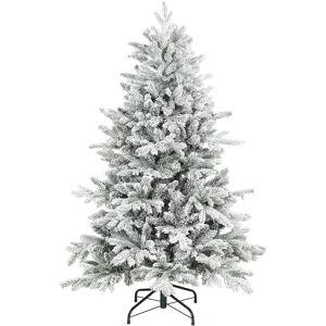 Homcom 5ft Artificial Christmas Tree With Snow, Hinged Xmas Tree Homcom 5ft Artificial Christmas Tree With Snow, Hinged Xmas Tree