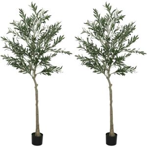 Homcom Indoor Artificial Plants Faux Potted Silk Olive Trees - 180 Cm Homcom Indoor Artificial Plants Faux Potted Silk Olive Trees - 180 Cm
