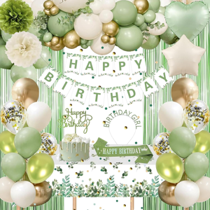 Does Not Apply Sage Green Birthday Decorations Set, Happy Birthday Banner, Balloons, Fringe Cur Does Not Apply Sage Green Birthday Decorations Set, Happy Birthday Banner, Balloons, Fringe Cur