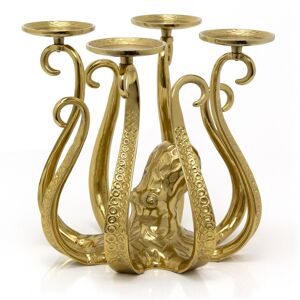 Carousel Home Antique Style Gold Metal Octopus Candle Holder Extra Large Candlestick - 32cm Carousel Home Antique Style Gold Metal Octopus Candle Holder Extra Large Candlestick - 32cm