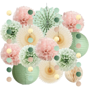 Does Not Apply Sage Green And Dusty Pink Party Decorations Paper Lanterns Cream Fans Pom Poms S Does Not Apply Sage Green And Dusty Pink Party Decorations Paper Lanterns Cream Fans Pom Poms S