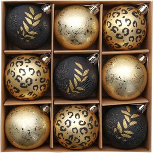 Branded 9pcs 6cm Black & Gold Christmas Ball Ornaments For Tree Decorations Branded 9pcs 6cm Black & Gold Christmas Ball Ornaments For Tree Decorations