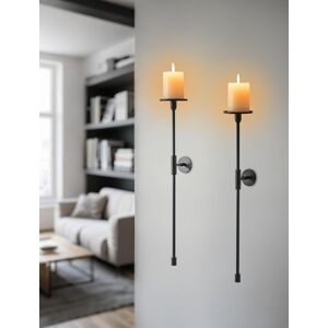 Sziqiqi Black Wall Candle Holders: 60cm Long Candle Sconces For Pillar Candlest Sziqiqi Black Wall Candle Holders: 60cm Long Candle Sconces For Pillar Candlest
