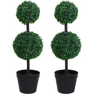 Outsunny Artificial Boxwood Ball Topiary Trees Potted Plant Decor Outdoor Indoor Outsunny Artificial Boxwood Ball Topiary Trees Potted Plant Decor Outdoor Indoor