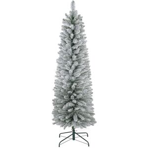 Homcom 5 Foot Artificial Pencil Christmas Tree With Snow Flocked Tips, White Homcom 5 Foot Artificial Pencil Christmas Tree With Snow Flocked Tips, White