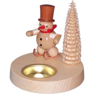 Fa. Volker Zenker Erzgebirgische Volkskunst Table Decoration Candle Holder Snowman On Ice Skate Wxhxd 10x10.5x10cm New Fa. Volker Zenker Erzgebirgische Volkskunst Table Decoration Candle Holder Snowman On Ice Skate Wxhxd 10x10.5x10cm New