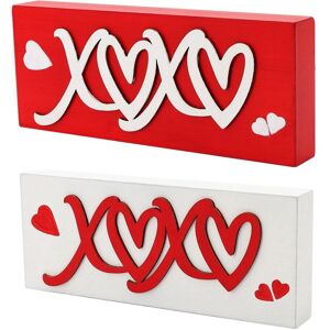Sodial 2x(Kiss Valentines Sign 2 Pieces Wooden Set, Valentine'S Day Decor M6y8)7323 Sodial 2x(Kiss Valentines Sign 2 Pieces Wooden Set, Valentine'S Day Decor M6y8)7323