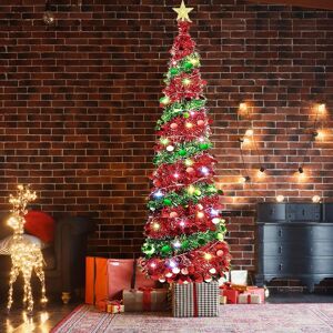 Mumisuto Collapsible Christmas Tree, 5 Ft Artificial Xmas Tinsel Tree Sequin Decoration Mumisuto Collapsible Christmas Tree, 5 Ft Artificial Xmas Tinsel Tree Sequin Decoration