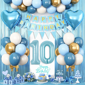 Does Not Apply 10th Birthday Decorations Blue White Gold,10th Birthday Balloons With Happy Birt Does Not Apply 10th Birthday Decorations Blue White Gold,10th Birthday Balloons With Happy Birt